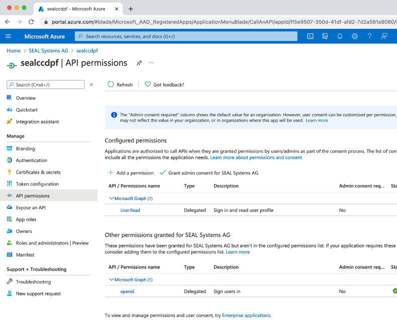 Azure Active Directory API permissions